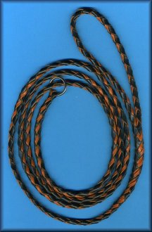 Click For Close-Up on Black/Tan Diamond Slip Lead with Ring